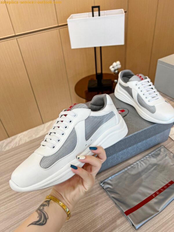 Replica Prada America's Cup Sneakers in White Rubber and Bike Fabric 5