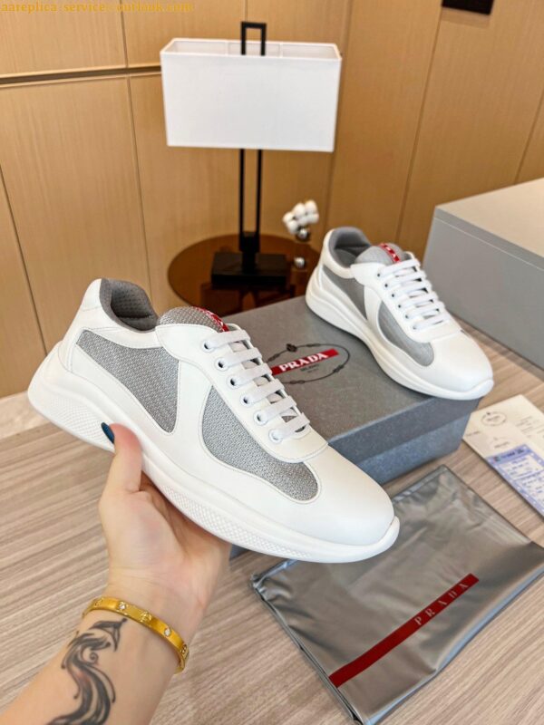 Replica Prada America's Cup Sneakers in White Rubber and Bike Fabric 7