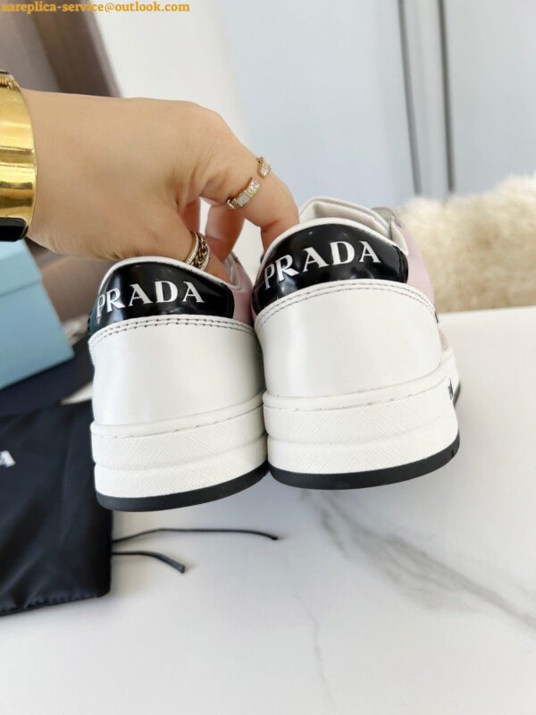 Replica Prada District Sneakers in White and Pink Calfskin 11