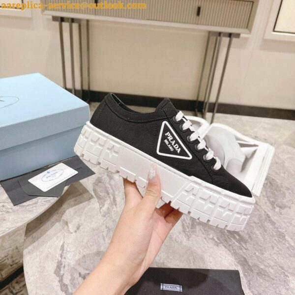 Replica Prada Double Wheel Sneakers In Black Nylon Gabardine 5