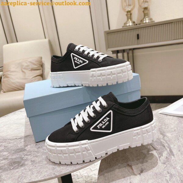 Replica Prada Double Wheel Sneakers In Black Nylon Gabardine 8