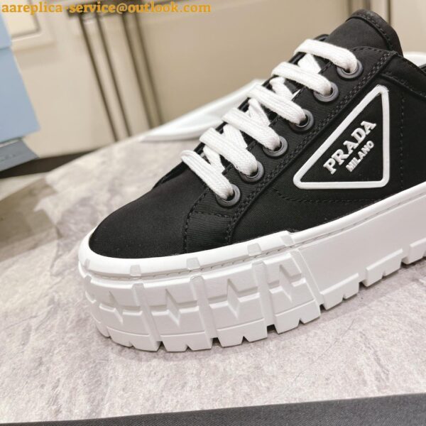 Replica Prada Double Wheel Sneakers In Black Nylon Gabardine 7