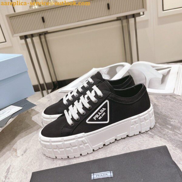 Replica Prada Double Wheel Sneakers In Black Nylon Gabardine 8