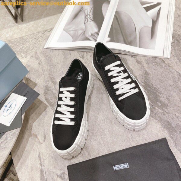 Replica Prada Double Wheel Sneakers In Black Nylon Gabardine 10