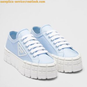 Replica Prada Double Wheel Sneakers In Blue Nylon Gabardine