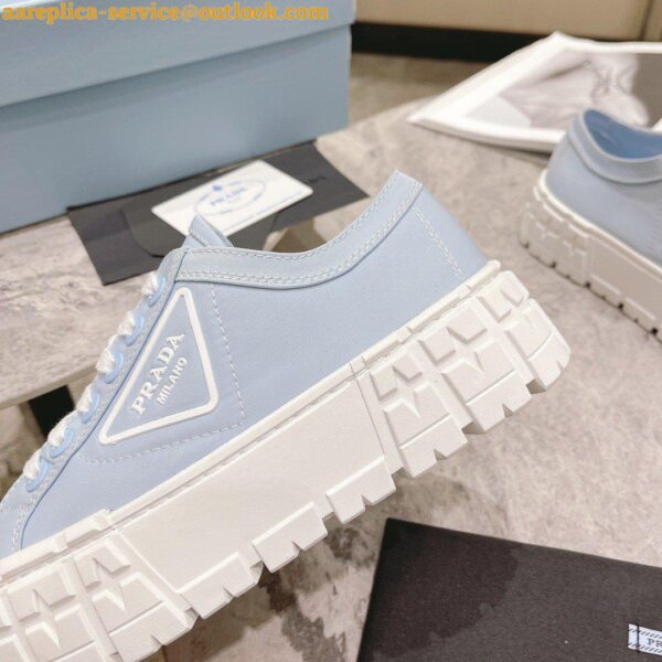 Replica Prada Double Wheel Sneakers In Blue Nylon Gabardine 6