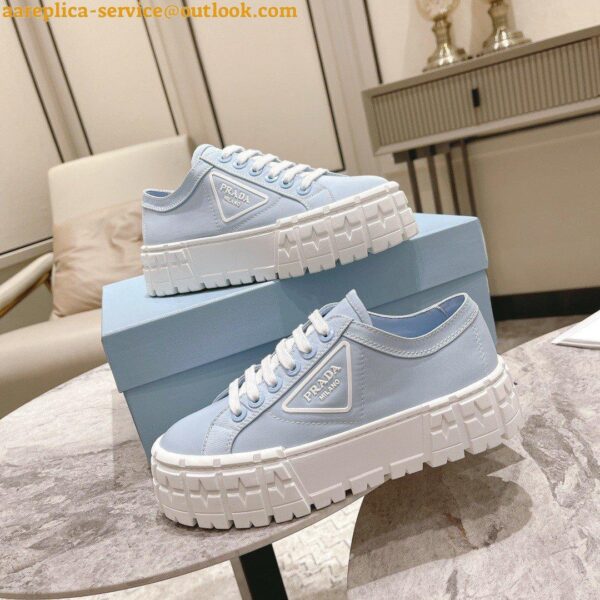 Replica Prada Double Wheel Sneakers In Blue Nylon Gabardine 11