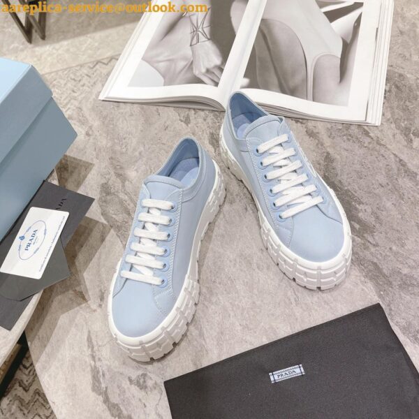 Replica Prada Double Wheel Sneakers In Blue Nylon Gabardine 12