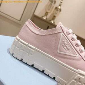 Replica Prada Double Wheel Sneakers In Pink Nylon Gabardine