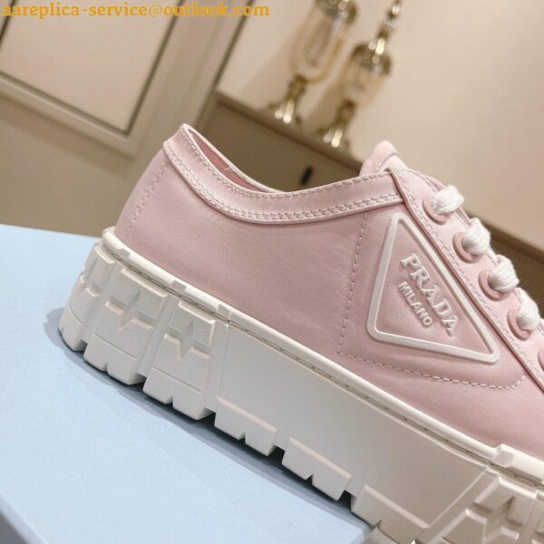 Replica Prada Double Wheel Sneakers In Pink Nylon Gabardine 3