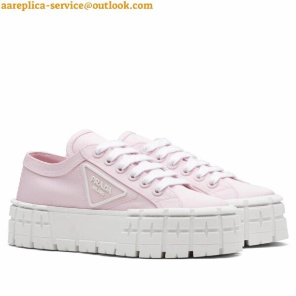 Replica Prada Double Wheel Sneakers In Pink Nylon Gabardine 6