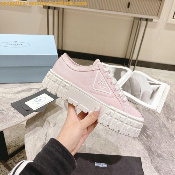 Replica Prada Double Wheel Sneakers In Pink Nylon Gabardine 7