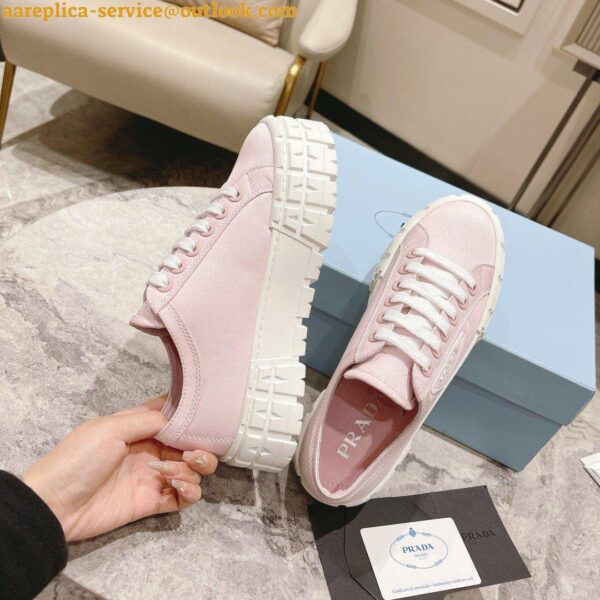 Replica Prada Double Wheel Sneakers In Pink Nylon Gabardine 8