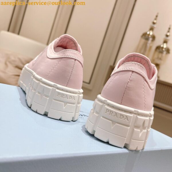 Replica Prada Double Wheel Sneakers In Pink Nylon Gabardine 9