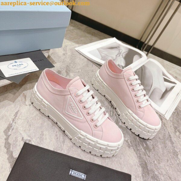 Replica Prada Double Wheel Sneakers In Pink Nylon Gabardine 10