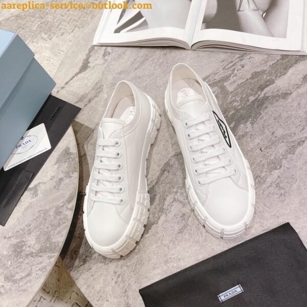 Replica Prada Double Wheel Sneakers In White Nylon Gabardine 4