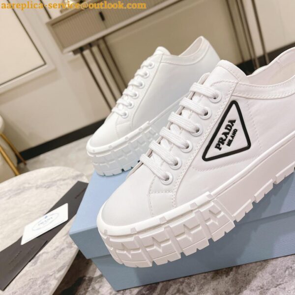 Replica Prada Double Wheel Sneakers In White Nylon Gabardine 10