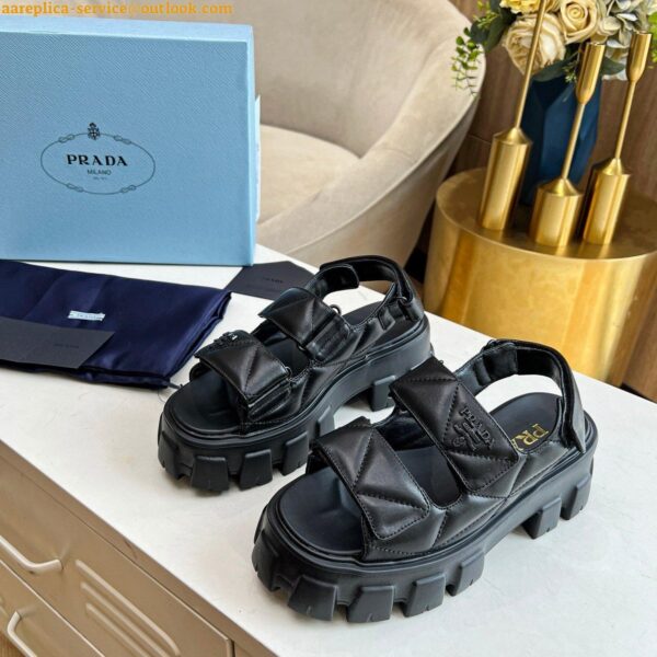 Replica Prada Monolith Flatform Sandals in Black Nappa Leather 6