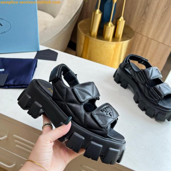 Replica Prada Monolith Flatform Sandals in Black Nappa Leather 8