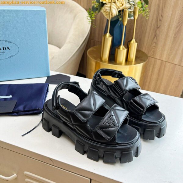 Replica Prada Monolith Flatform Sandals in Black Nappa Leather 9