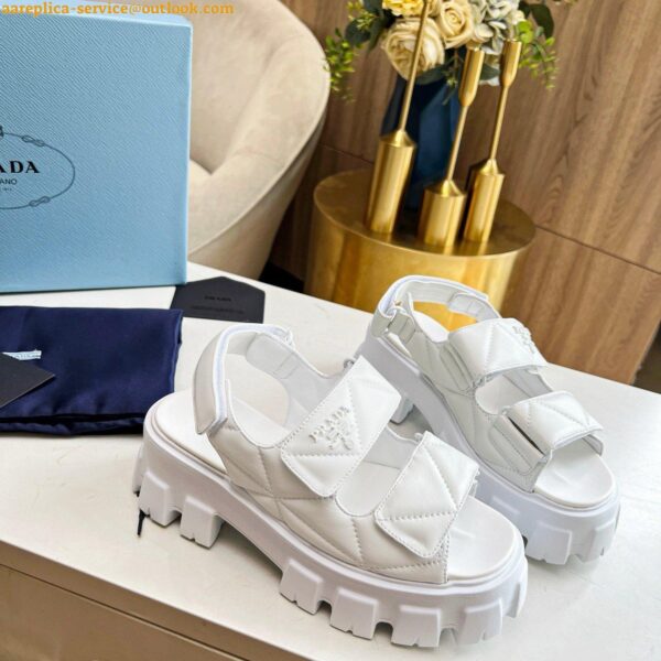 Replica Prada Monolith Flatform Sandals in White Nappa Leather 5