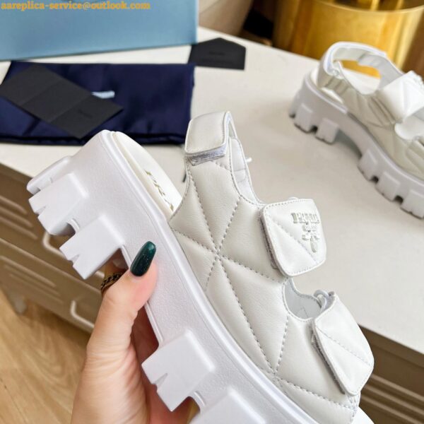 Replica Prada Monolith Flatform Sandals in White Nappa Leather 6