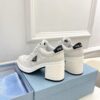 Replica Prada Downtown Sneakers in White and Black Calfskin 2