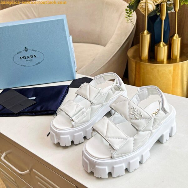 Replica Prada Monolith Flatform Sandals in White Nappa Leather 8