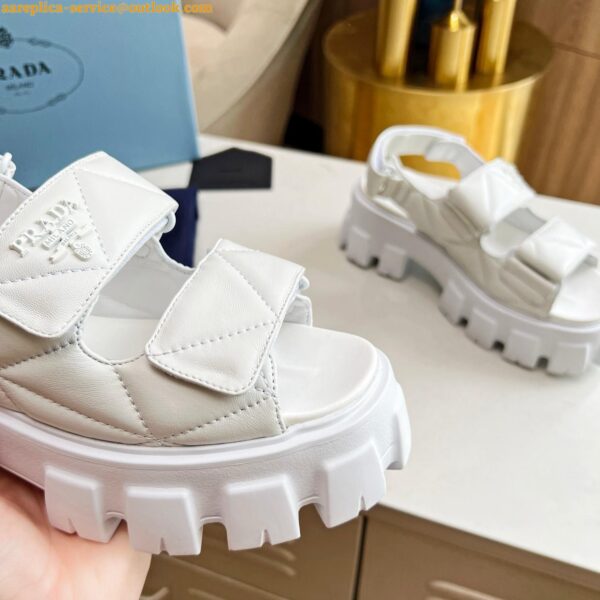 Replica Prada Monolith Flatform Sandals in White Nappa Leather 10