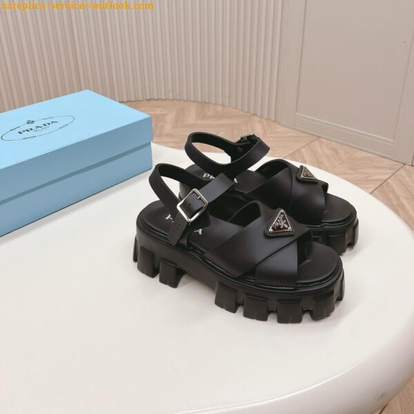 Replica Prada Monolith Padded Sandals In Black Nappa Leather 3