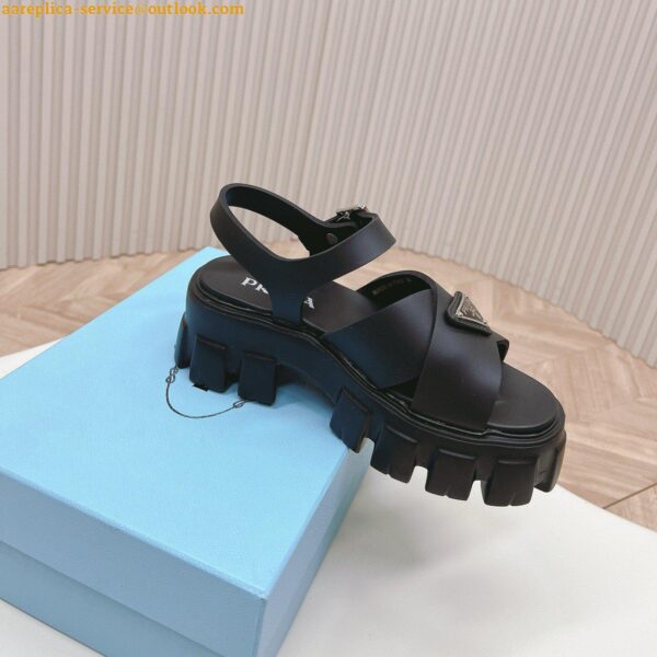 Replica Prada Monolith Padded Sandals In Black Nappa Leather 4