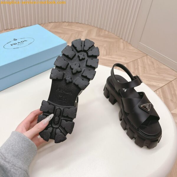 Replica Prada Monolith Padded Sandals In Black Nappa Leather 12