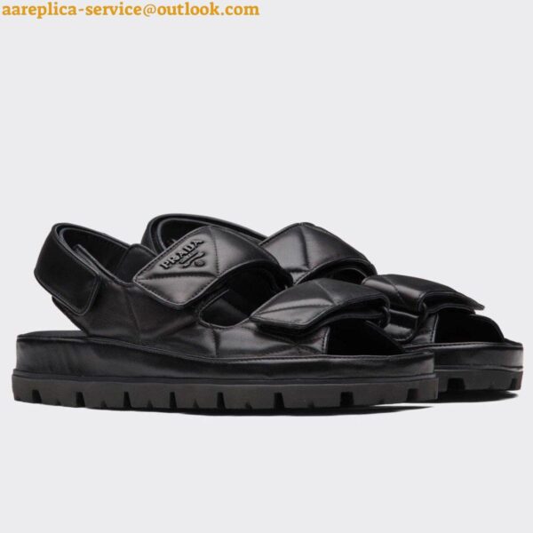 Replica Prada Monolith Padded Sandals In Black Nappa Leather 11