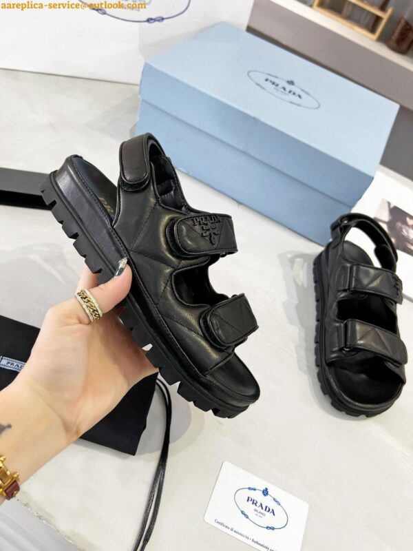 Replica Prada Monolith Padded Sandals In Black Nappa Leather 12