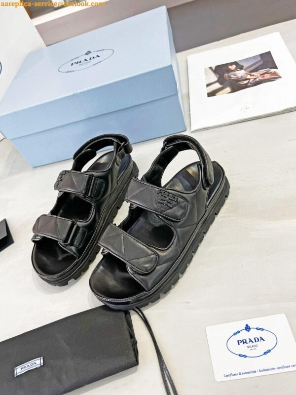 Replica Prada Monolith Padded Sandals In Black Nappa Leather 14