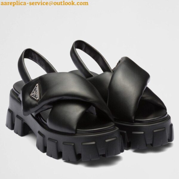 Replica Prada Monolith Padded Sandals In Black Nappa Leather 20