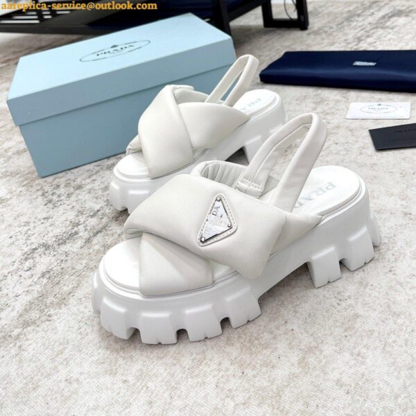 Replica Prada Monolith Padded Sandals In White Nappa Leather 11