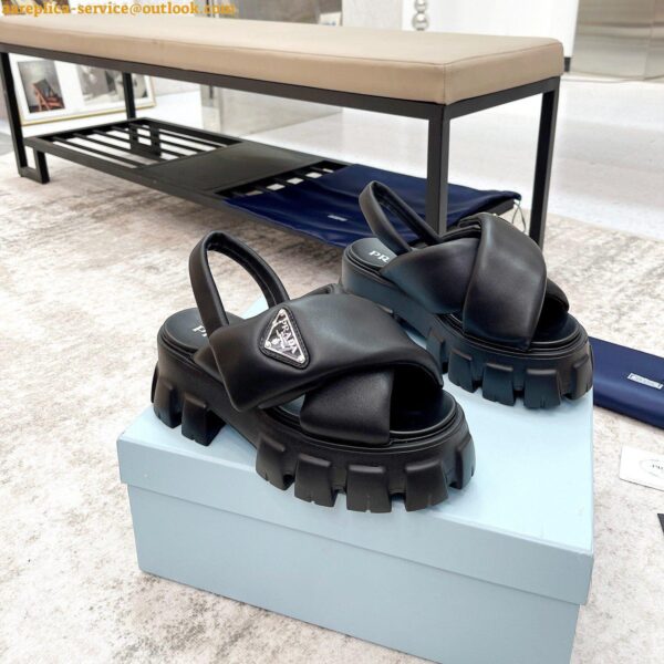 Replica Prada Monolith Padded Sandals In Black Nappa Leather 23