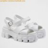 Replica Prada Monolith Padded Sandals In White Nappa Leather