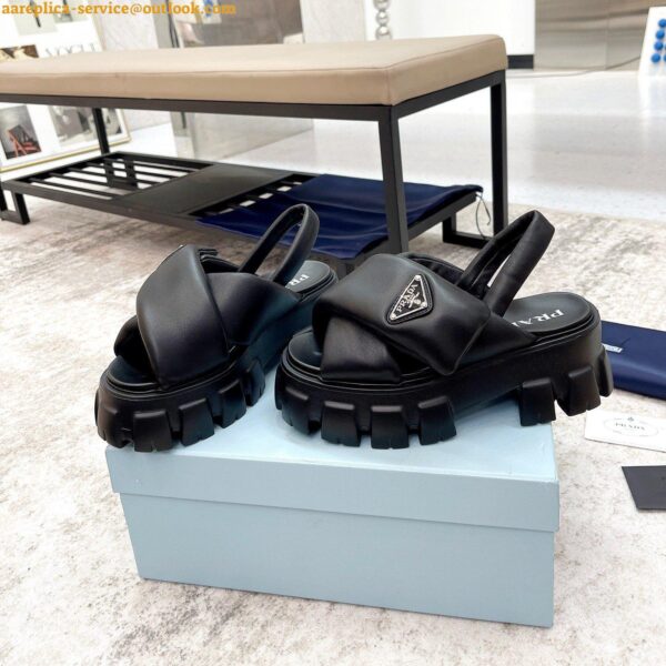 Replica Prada Monolith Padded Sandals In Black Nappa Leather 25