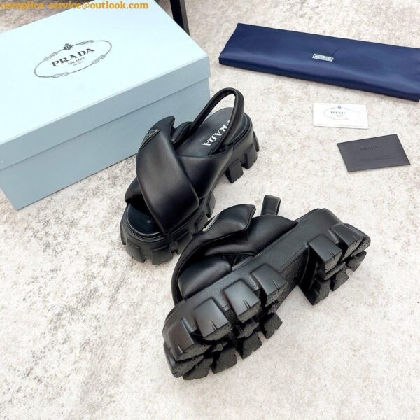 Replica Prada Monolith Padded Sandals In Black Nappa Leather 26