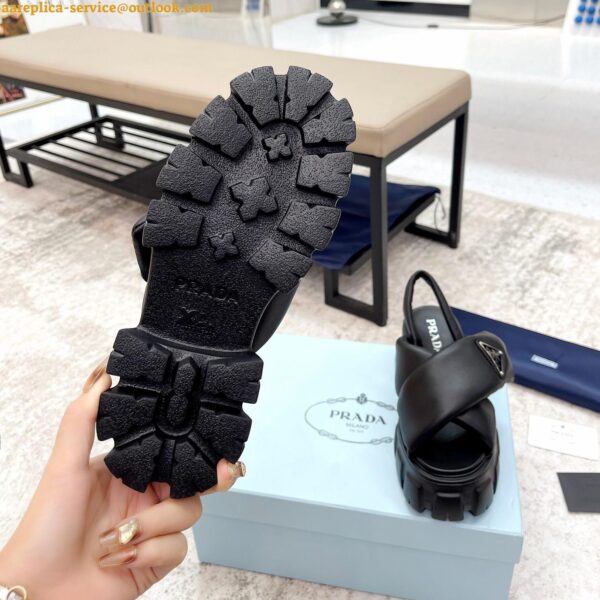 Replica Prada Monolith Padded Sandals In Black Nappa Leather 29