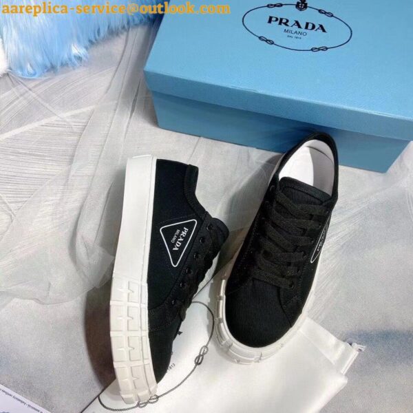 Replica Prada Women's Low-top Sneakers In Black Gabardine Fabric 6