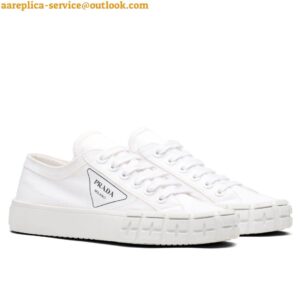 Replica Prada Women's Low-top Sneakers In White Gabardine Fabric