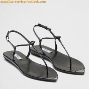 Replica Prada Thong Sandals In Black Brushed Leather