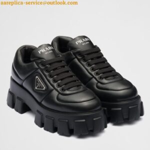 Replica Prada Women's Sneakers in Black Padded Nappa Leather