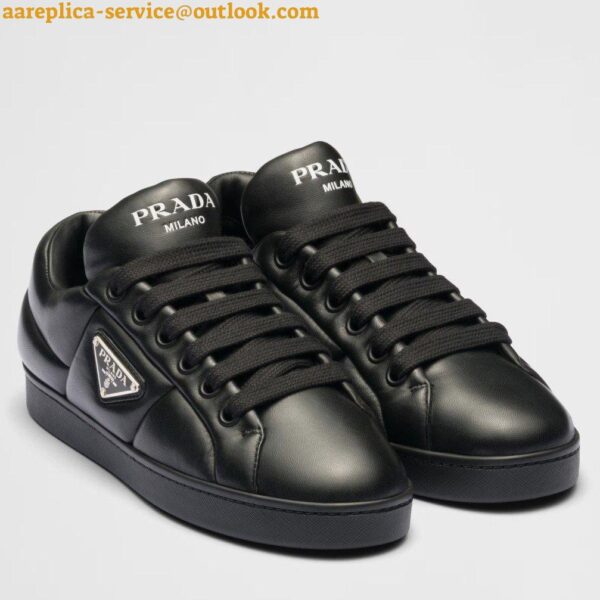 Replica Prada Women's Sneakers in Black Padded Nappa Leather 4