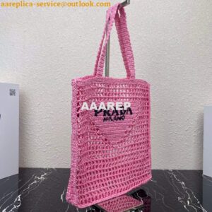 Replica Prada 1BG393 Raffia tote bag Rose red