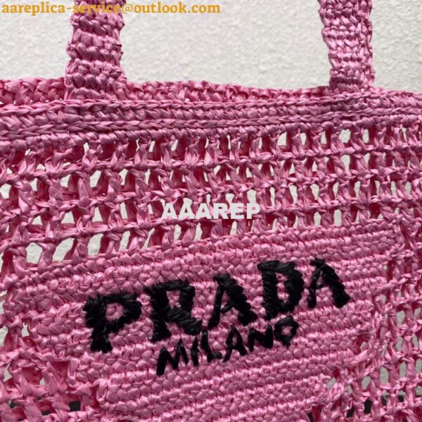 Replica Prada 1BG393 Raffia tote bag Rose red 6