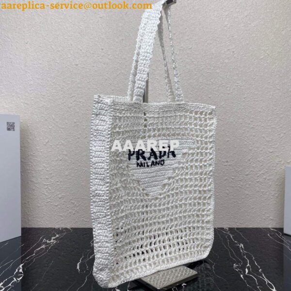 Replica Prada 1BG393 Raffia tote bag White 3